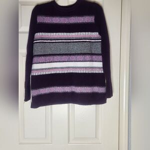 Croft & Barrow  M Purple Stripe Pullover Casual Soft Workwear Women's Sweater